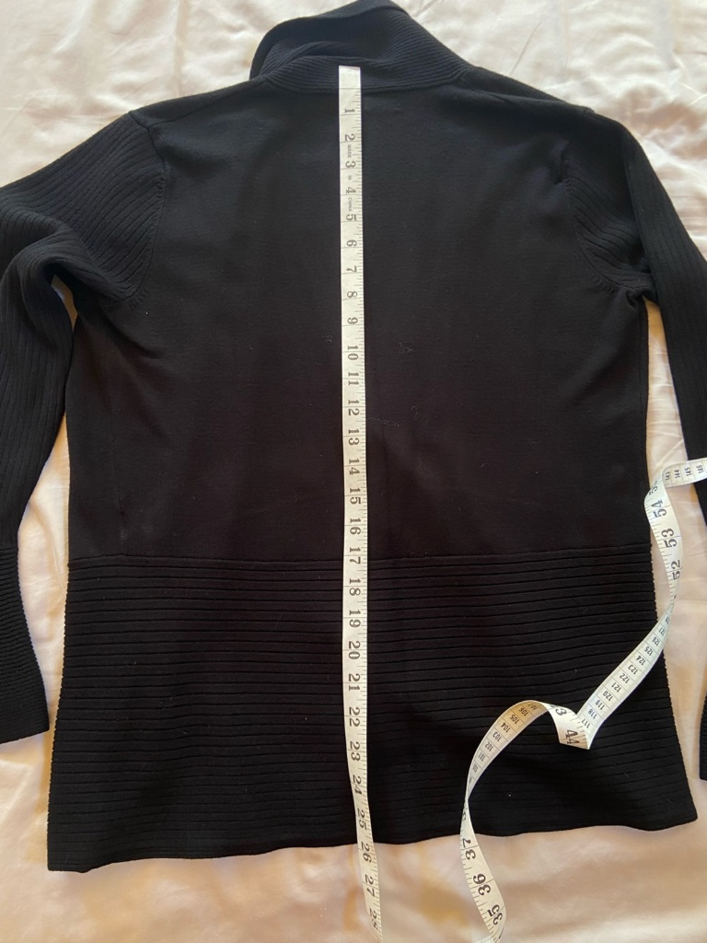 Black Ribbed Open-Front Cardigan - Picture 5 of 8